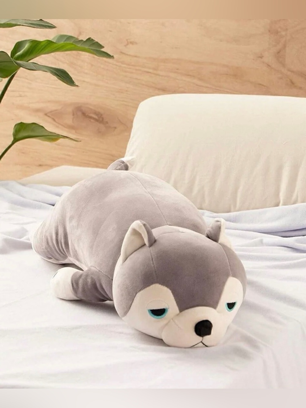 NEW Premium Nemu Nemu Animals Hug Pillow Husky Dog, Size L 26.4 inch